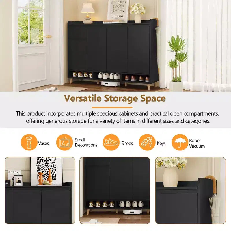 CLIHOME Meuble à chaussures moderne avec étagères réglables, Organiseur de maison minimaliste, Buffet de rangement