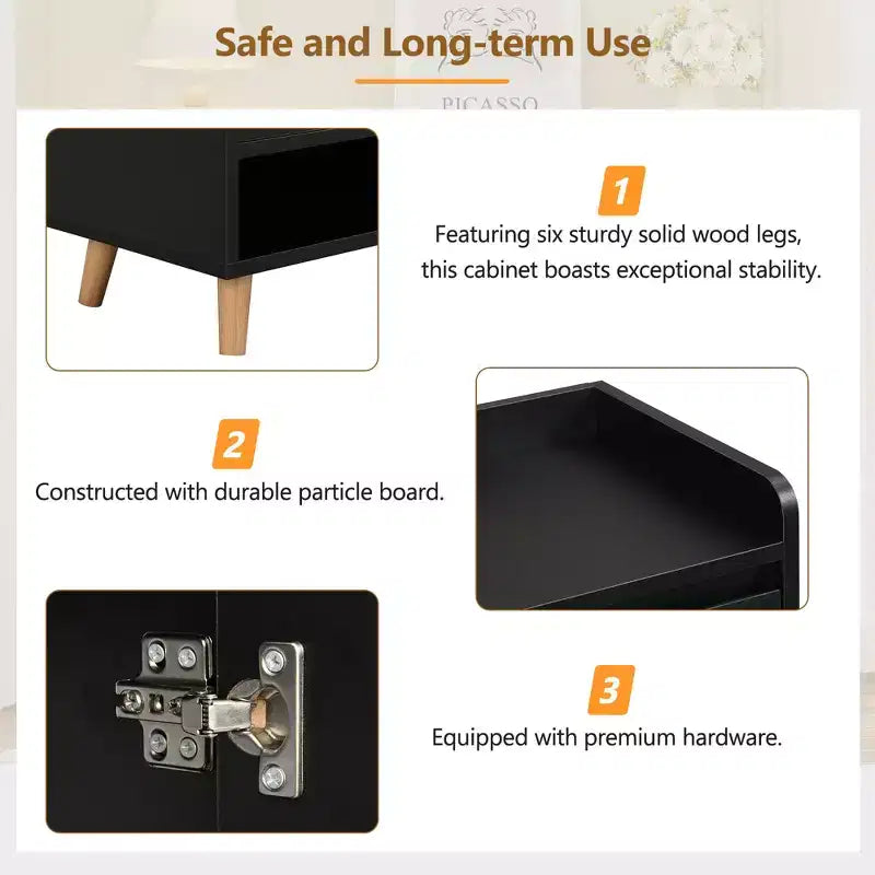 CLIHOME Meuble à chaussures moderne avec étagères réglables, Organiseur de maison minimaliste, Buffet de rangement