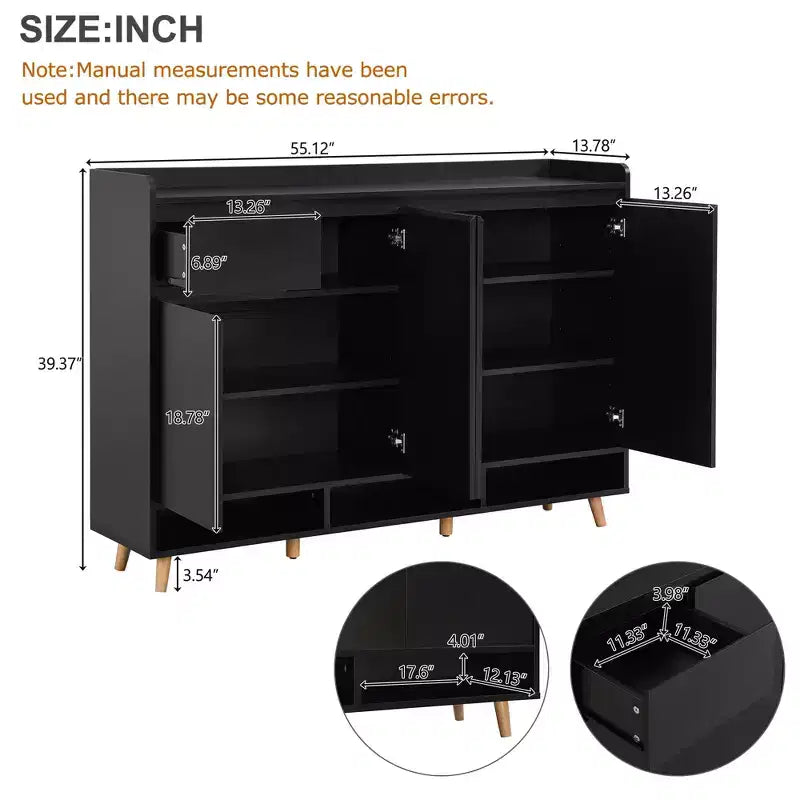 CLIHOME Meuble à chaussures moderne avec étagères réglables, Organiseur de maison minimaliste, Buffet de rangement