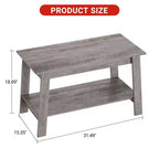 Table basse CuisinSmart en bois style ferme, avec 2 étagères de rangement pour petits espaces, table basse moderne