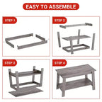 Table basse CuisinSmart en bois style ferme, avec 2 étagères de rangement pour petits espaces, table basse moderne