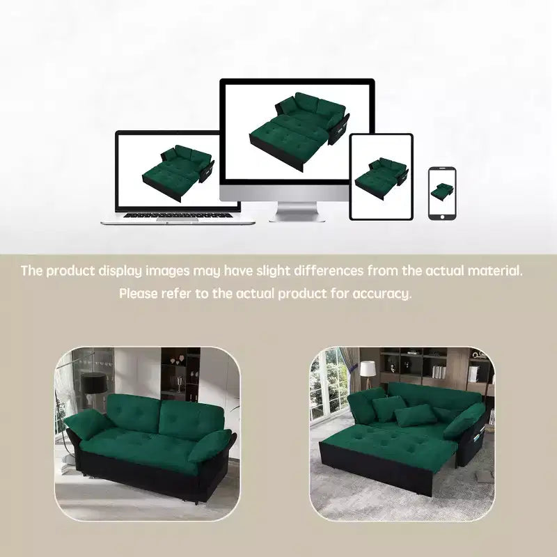 Canapé-Lit Convertible Multifonctionnel Moderne Tachi en Chenille 188cm GDFStudio