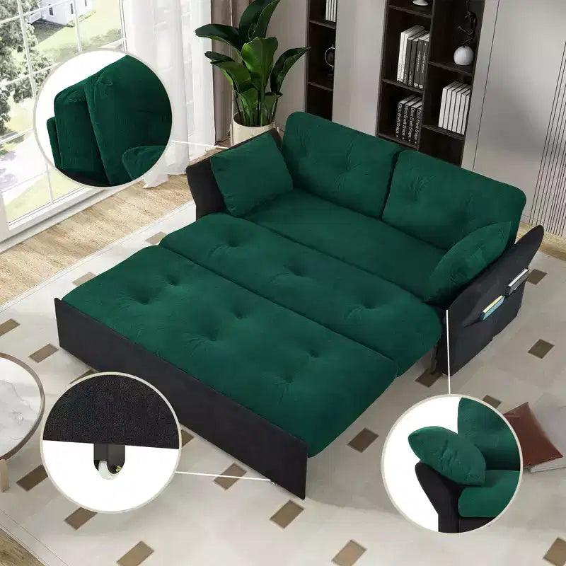 Canapé-Lit Convertible Multifonctionnel Moderne Tachi en Chenille 188cm GDFStudio