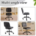 VINGLI Chaise de bureau compacte et petite, jolie chaise de coiffeuse sans accoudoirs avec roulettes, dossier bas, chaise de travail réglable en hauteur pour petits espaces, en cuir PU