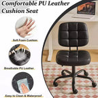 VINGLI Chaise de bureau compacte et petite, jolie chaise de coiffeuse sans accoudoirs avec roulettes, dossier bas, chaise de travail réglable en hauteur pour petits espaces, en cuir PU