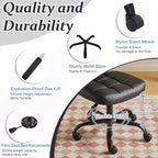 VINGLI Chaise de bureau compacte et petite, jolie chaise de coiffeuse sans accoudoirs avec roulettes, dossier bas, chaise de travail réglable en hauteur pour petits espaces, en cuir PU