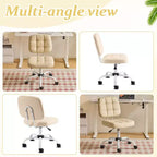 VINGLI Chaise de bureau compacte et petite, jolie chaise de coiffeuse sans accoudoirs avec roulettes, dossier bas, chaise de travail réglable en hauteur pour petits espaces, en cuir PU