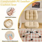 VINGLI Chaise de bureau compacte et petite, jolie chaise de coiffeuse sans accoudoirs avec roulettes, dossier bas, chaise de travail réglable en hauteur pour petits espaces, en cuir PU