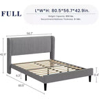 DobleePy Lit rembourré double/king size avec tête de lit, lit plateforme avec lattes en bois, pas besoin de sommier tapissier, assemblage facile