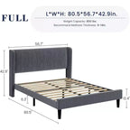 DobleePy Lit rembourré double/king size avec tête de lit, lit plateforme avec lattes en bois, pas besoin de sommier tapissier, assemblage facile