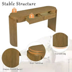 Table d'entrée avec finition grain de bois naturel Console avec design cannelé Plateau ovale et 2 tiroirs pour l'entrée et le salon Noir