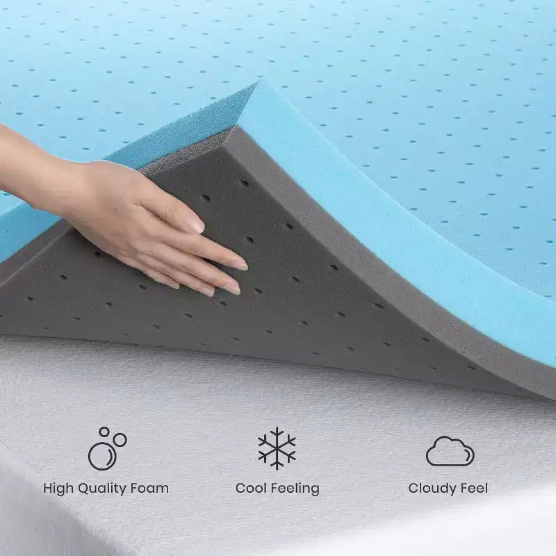 MAYEERTY Surmatelas 3 Pouces Twin - Mousse à Mémoire de Forme Infusée de Gel, Rafraîchissant pour Soulager la Pression et les Maux de Dos, Certifié CertiPUR-US