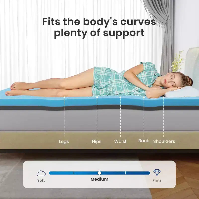 MAYEERTY Surmatelas 3 Pouces Twin - Mousse à Mémoire de Forme Infusée de Gel, Rafraîchissant pour Soulager la Pression et les Maux de Dos, Certifié CertiPUR-US