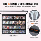 Vitrine à cartes de sport classées VEVOR 36, 77,5x61,7x5,3 cm, cadre de présentation pour cartes de baseball avec protection UV à 98 % et verre PC transparent, noir