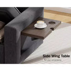 Canapé-lit Dyonery avec lit escamotable/dossier inclinable/ports USB/table/lumière LED/siège de rangement, grand canapé d'angle en U 8 places