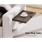 Canapé-lit Dyonery avec lit escamotable/dossier inclinable/ports USB/table/lumière LED/siège de rangement, grand canapé d'angle en U 8 places