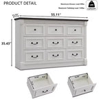 Mastgoal 55 Commode de ferme à 9 tiroirs, grande armoire de rangement rustique en bois avec colonne romaine pour chambre à coucher