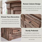 Mastgoal 55 Commode de ferme à 9 tiroirs, grande armoire de rangement rustique en bois avec colonne romaine pour chambre à coucher