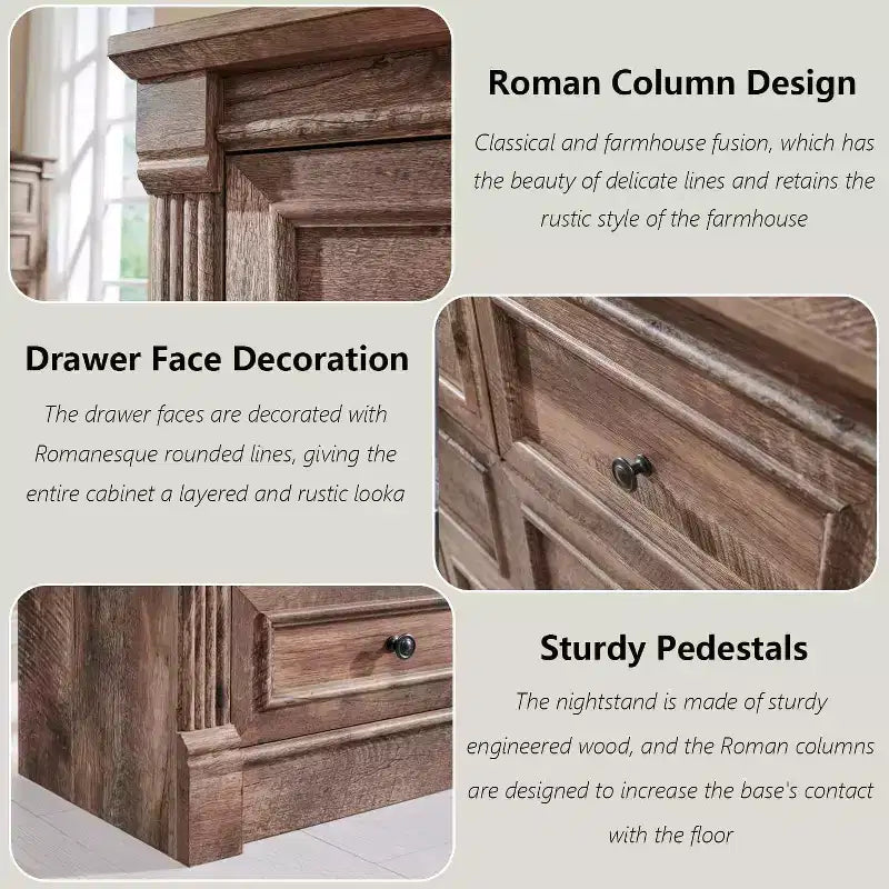 Mastgoal 55 Commode de ferme à 9 tiroirs, grande armoire de rangement rustique en bois avec colonne romaine pour chambre à coucher