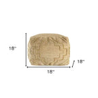 HomeRoots Pouf/Repose-Pieds Cube Quatrefoil en Mélange de Jute Naturel 18 po