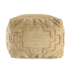 HomeRoots Pouf/Repose-Pieds Cube Quatrefoil en Mélange de Jute Naturel 18 po