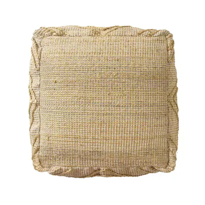 HomeRoots Pouf/Repose-Pieds Cube Quatrefoil en Mélange de Jute Naturel 18 po