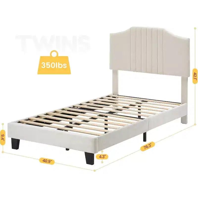 Lit enfant double grande taille DobleePy, tête de lit robuste en velours, lattes en chêne, anti-grincement, sommier tapissier non requis, assemblage facile