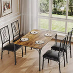 CuisinSmart Ensemble de salle à manger 5 pièces, Table et chaises de cuisine, Ensemble de meubles de salle à manger rectangulaire en métal et bois pour l'intérieur