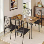 CuisinSmart Ensemble de salle à manger 5 pièces, Table et chaises de cuisine, Ensemble de meubles de salle à manger rectangulaire en métal et bois pour l'intérieur