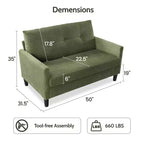 Dyonery Petit canapé 50 places pour salon, chambre, bureau, canapé confortable avec coussin à ressorts à assise profonde