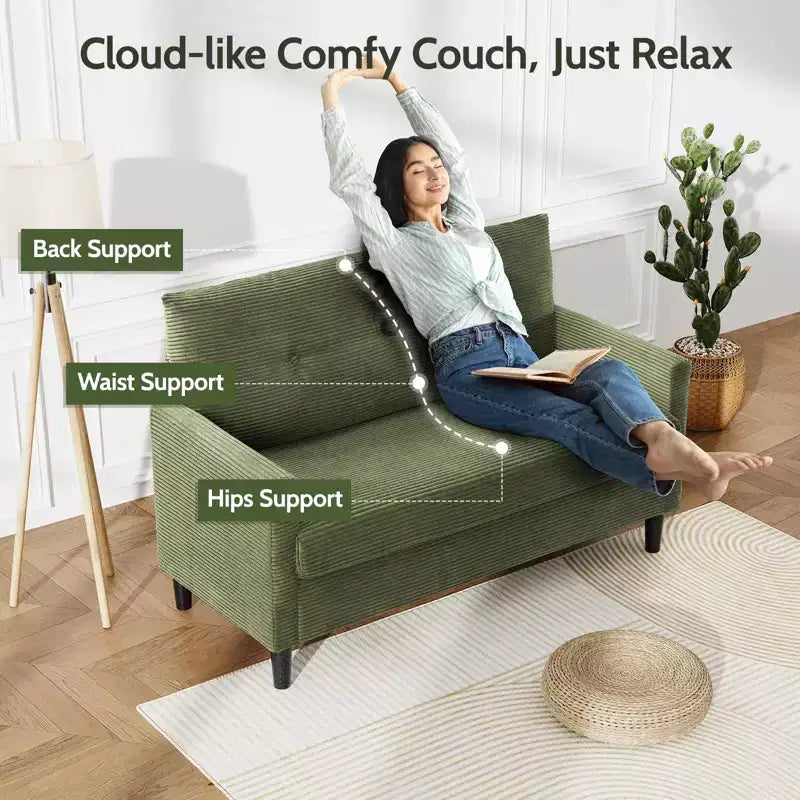 Dyonery Petit canapé 50 places pour salon, chambre, bureau, canapé confortable avec coussin à ressorts à assise profonde