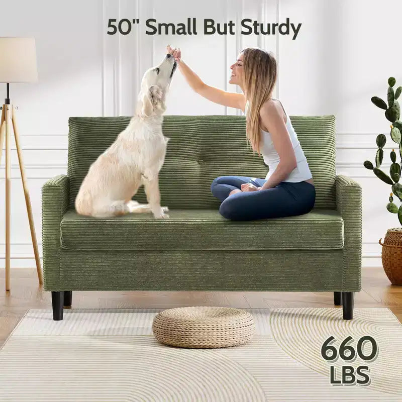 Dyonery Petit canapé 50 places pour salon, chambre, bureau, canapé confortable avec coussin à ressorts à assise profonde