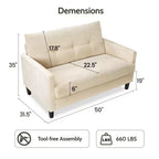 Dyonery Petit canapé 50 places pour salon, chambre, bureau, canapé confortable avec coussin à ressorts à assise profonde