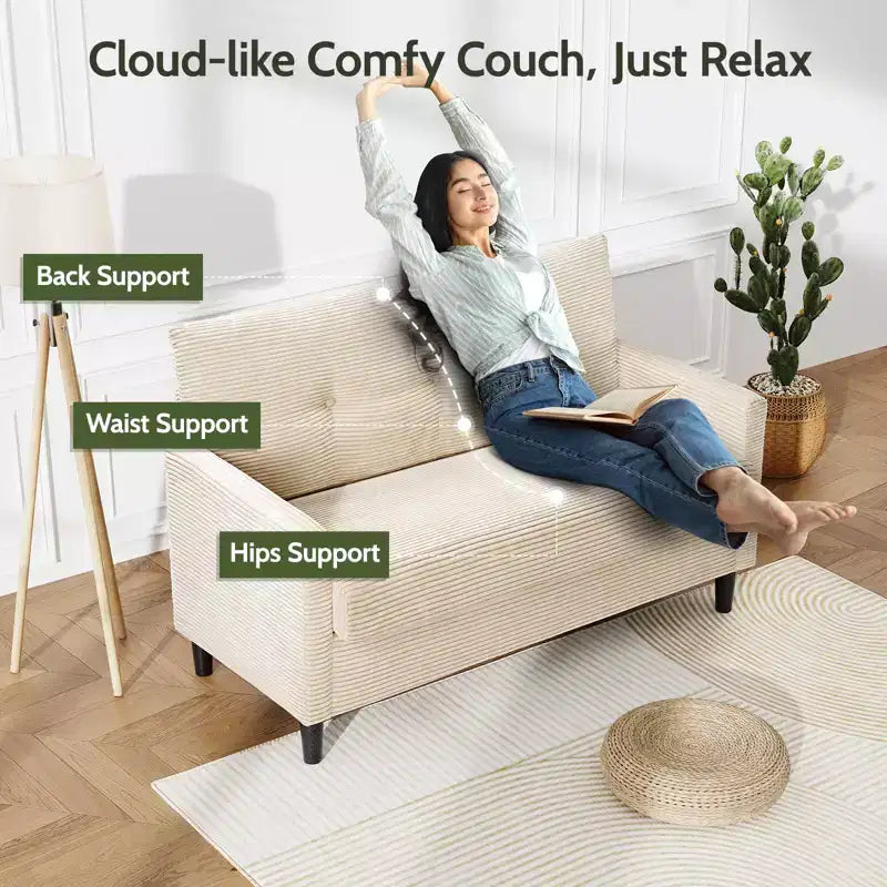 Dyonery Petit canapé 50 places pour salon, chambre, bureau, canapé confortable avec coussin à ressorts à assise profonde