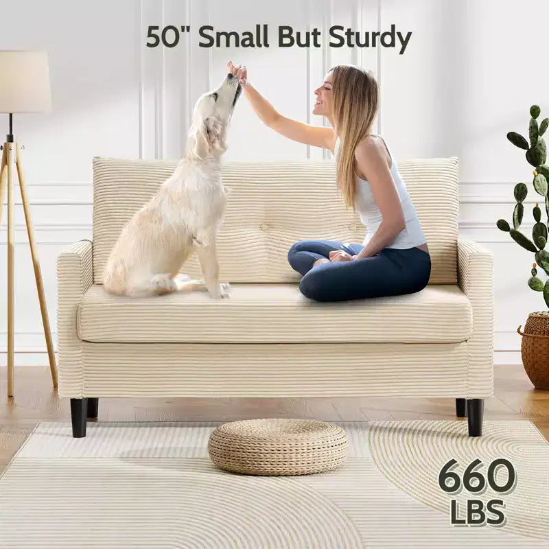Dyonery Petit canapé 50 places pour salon, chambre, bureau, canapé confortable avec coussin à ressorts à assise profonde