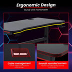 BestMassage Bureau d'ordinateur de 47 pouces, bureau de gaming, bureau d'écriture, bureau en T, bureau de PC avec porte-gobelet intégré, Rouge