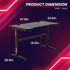 BestMassage Bureau d'ordinateur de 47 pouces, bureau de gaming, bureau d'écriture, bureau en T, bureau de PC avec porte-gobelet intégré, Rouge