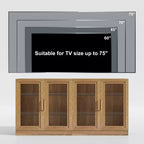 PexFix 31x62x16 Armoire latérale avec 4 portes et rangement, organisateur polyvalent pour cuisine, salon, marron