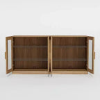 PexFix 31x62x16 Armoire latérale avec 4 portes et rangement, organisateur polyvalent pour cuisine, salon, marron