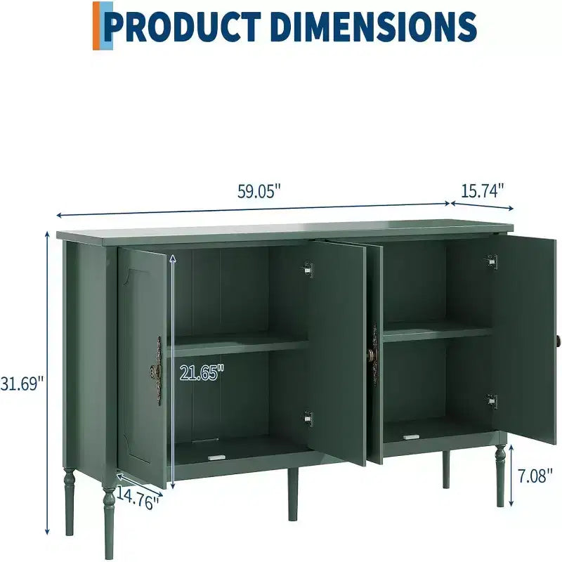 GustoWave 59 Buffet Moderne avec Rangement, 4 Portes et Étagères Réglables, Meuble Bar à Café