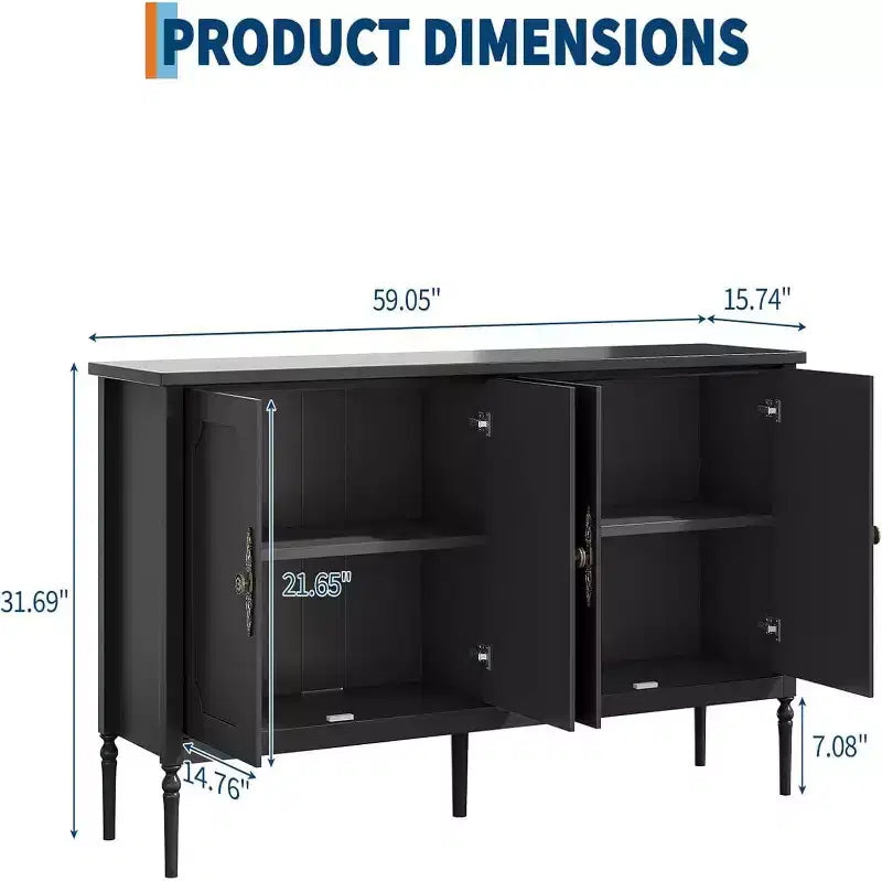 GustoWave 59 Buffet Moderne avec Rangement, 4 Portes et Étagères Réglables, Meuble Bar à Café