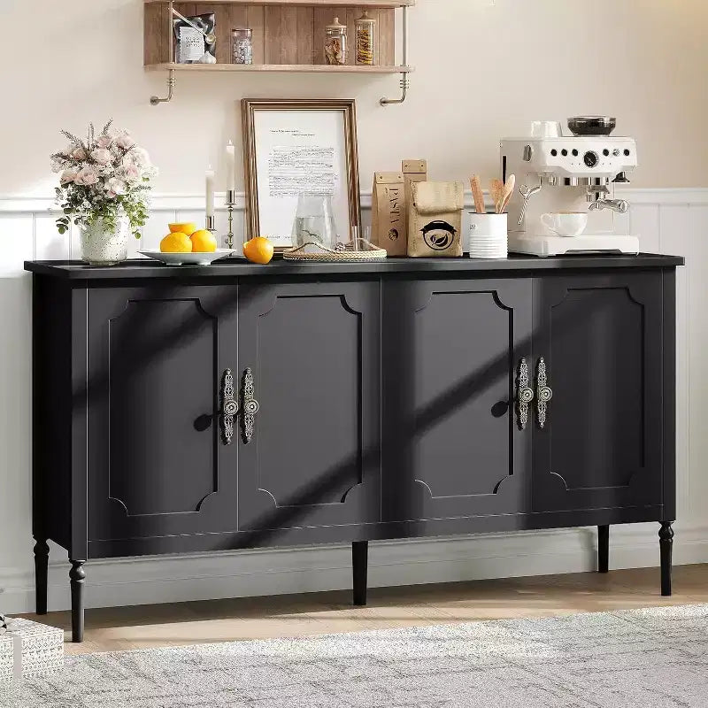GustoWave 59 Buffet Moderne avec Rangement, 4 Portes et Étagères Réglables, Meuble Bar à Café