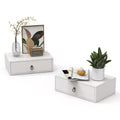 VINGLI Floating Nightstand with Drawer Set of 2, Floating Bedside Table, Wall Mounted Nightstand, Hanging Nightstand White for Bedroom
