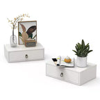 VINGLI Floating Nightstand with Drawer Set of 2, Floating Bedside Table, Wall Mounted Nightstand, Hanging Nightstand White for Bedroom