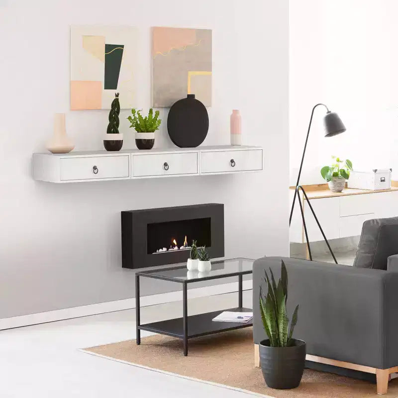 VINGLI Table de Chevet Murale Flottante avec Tiroir, Lot de 2, Table de Chevet Suspendue Blanche pour Chambre à Coucher