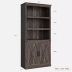 GustoWave Étagère à Livres à 5 Niveaux, Bibliothèque de Style Ferme avec Armoire, Bibliothèque Haute de 174,5 cm avec Portes de Rangement, Étagère à Livres en Bois à 5 Niveaux pour Bureau à Domicile