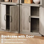 GustoWave Étagère à Livres à 5 Niveaux, Bibliothèque de Style Ferme avec Armoire, Bibliothèque Haute de 174,5 cm avec Portes de Rangement, Étagère à Livres en Bois à 5 Niveaux pour Bureau à Domicile