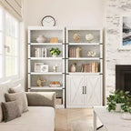 GustoWave Étagère à Livres à 5 Niveaux, Bibliothèque de Style Ferme avec Armoire, Bibliothèque Haute de 174,5 cm avec Portes de Rangement, Étagère à Livres en Bois à 5 Niveaux pour Bureau à Domicile