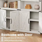 GustoWave Étagère à Livres à 5 Niveaux, Bibliothèque de Style Ferme avec Armoire, Bibliothèque Haute de 174,5 cm avec Portes de Rangement, Étagère à Livres en Bois à 5 Niveaux pour Bureau à Domicile