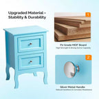 Table de Chevet Bonnlo avec 2 Tiroirs, Tables de Nuit pour Chambres, Petite Table d'Appoint/Table de Nuit Blanche avec Tiroirs pour Petits Espaces